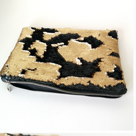 FAUX LEATHER & SEQUIN pouch - Picture 1 of 5